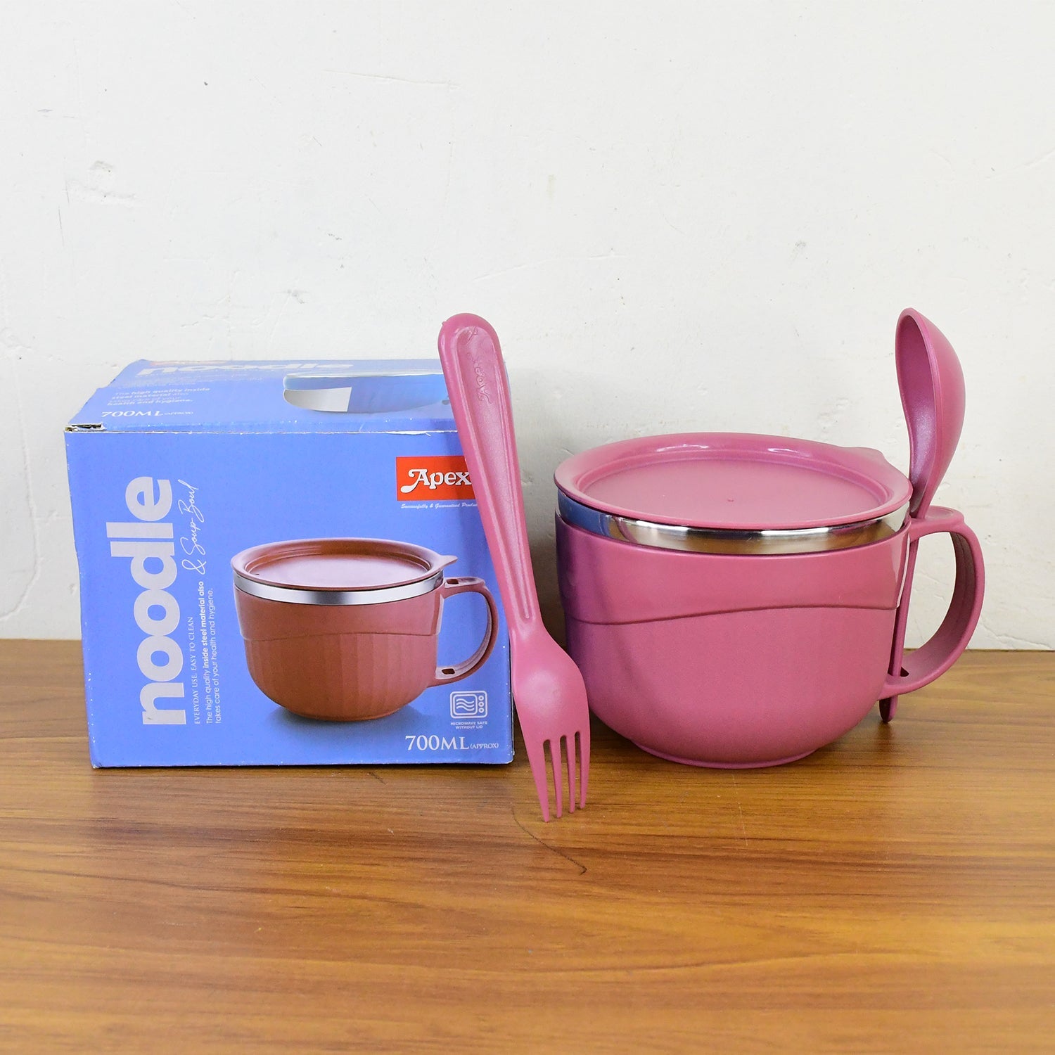 Apex Premium 700 ML Multipurpose Noodle Bowl with Handle, Lid and Fork Apex Premium 700 ML Multipurpose Noodle Bowl with Handle, Lid and Fork
